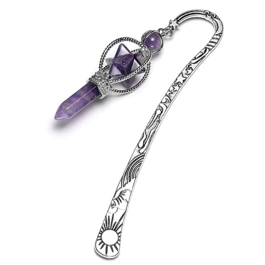 Rotating Melkaba Alloy Bookmark Natural Crystal