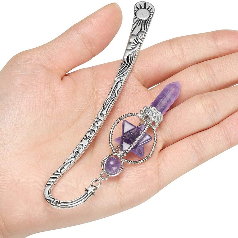 Rotating Melkaba Alloy Bookmark Natural Crystal